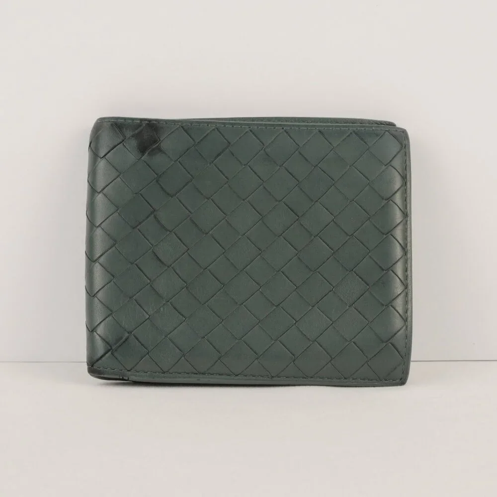 Bottega Veneta Intrecciato Nappa Leather Weave Bifold Wallet, Dark Turquoise